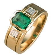 Emerald and Baguette Custom Design Ring