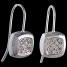 E1762 White gold Diamond pave set Concave Square earrings
