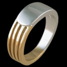 R1611 White and Yellow Gold Bars mens ring