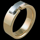 R1485 Yellow and White Gold Rectangle Bar mens ring