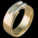 R1546 Yellow and White Gold Double Bar mens ring
