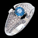 S1859XR Ceylon Sapphire Vintage Engagement Ring Pave Sides