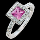 C1441 Princess Pink Sapphire Millgrain Diamond White Gold Ring