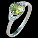 C504 Claw Set Oval Peridot and Diamond Accent White Gold Ring