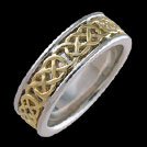 K184L Love White and Yellow Gold Celtic Knot Wedding Band