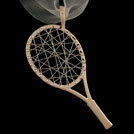 P1672 Tennis Racquet White and Yellow Gold Pendant