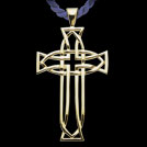 X1417 Celtic Pattern Yellow Gold Cross Pendant