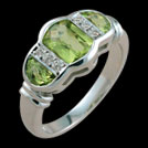 C965CK Checkerboard Barrell and half moon Peridot diamond ring