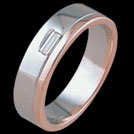 R1506 Rose and White Gold Baguette Diamond mens ring