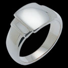 R1245 White gold Square Signet mens ring