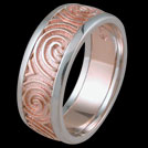 K1483B Two tone Spiral mens ring