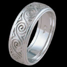 K471GB White Gold Spiral mens ring