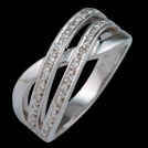 C1769 Crossover Double Strand Diamond Milgrain Gold Ring