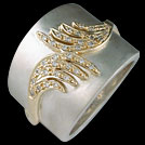 Q1807 Diamond Feathers Two Tone Gold Brilliant Diamonds Ring