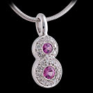 P1478 Pink Sapphire and Bead Set Round Diamond Pendant