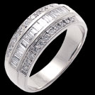 A488C Baguette and Round Diamond Wedding Band White Gold