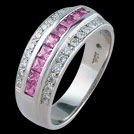 A488S Princess Pink Sapphire Channel set and Millgrain Diamond R