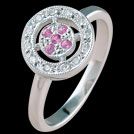 C1578 Deco Vintage Circle Pave Pink Sapphire and Diamond Ring 