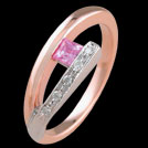 C1498B Split Bar Square Pink Sapphire and Diamond Two Tone Gold 