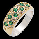 C1384 Tsavorite Garnet Pave Diamond Two Tone Gold Ring