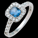 C1440 Octagon Ceylon Sapphire and Millgrain Diamond White Gold R