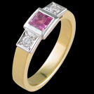 C1553 Princess Pink Sapphire and Brilliant Cut Diamond Two Tone 