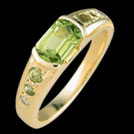 C1549 Barrel Cut Peridot and Round Peridot and Diamond Yellow Go