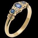 C855 Oval and Round Ceylon and Diamond Gold Ring