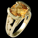 C1706 Antique Square Cushion Citrine Yellow Gold Ring