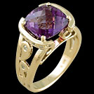 C1706B Antique Square Cushion Amethyst and Diamond Yellow Gold R