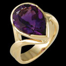 C1707R Bezel Set Pear Amethyst Yellow Gold Ring