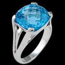 C1749 Antique Square Cushion Blue Topaz White Gold Ring