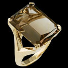 C1754 Octagon Smokey Quartz Claw Set Yellow Gold Cocktail Ring