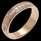 A555E Engraved Vintage Diamond Gold Wedding Band