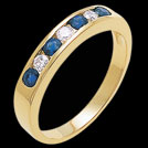 A326 Sapphire and Diamond Yellow Gold Wedding Band